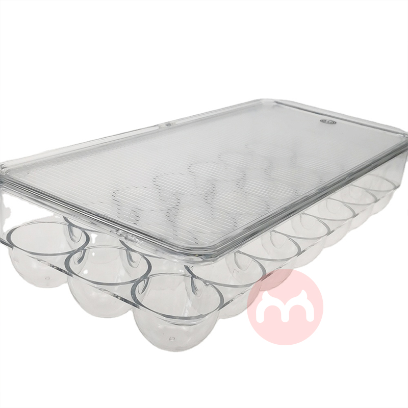 Transparent 21pcs Egg Tray Holder Refrigerator Storage Box Food Storage Container Organizer Bins Kitchen Container with 