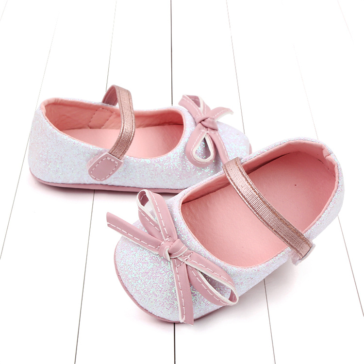 OEM Spring and autumn bow glitter pink soft-soled Princess Darling walking kids shoes