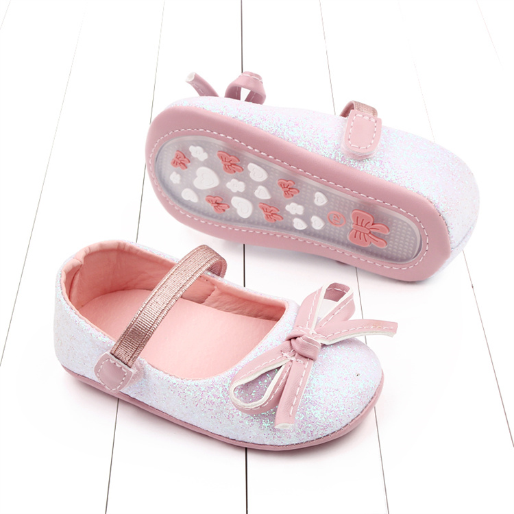 OEM Spring and autumn bow glitter pink soft-soled Princess Darling walking kids shoes