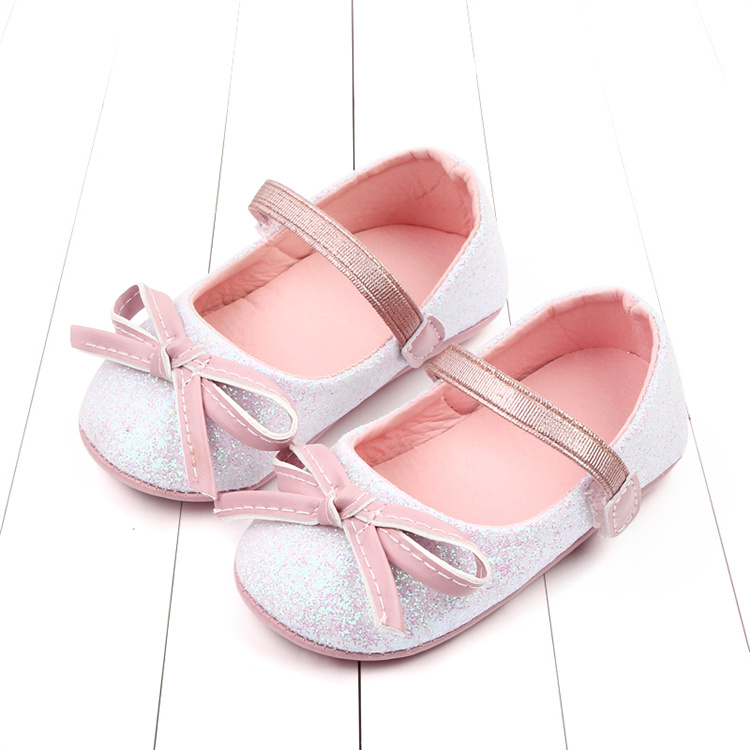 OEM Spring and autumn bow glitter pink soft-soled Princess Darling walking kids shoes