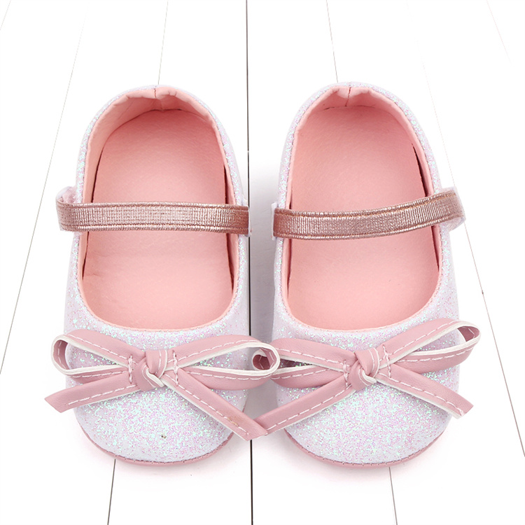 OEM Spring and autumn bow glitter pink soft-soled Princess Darling walking kids shoes