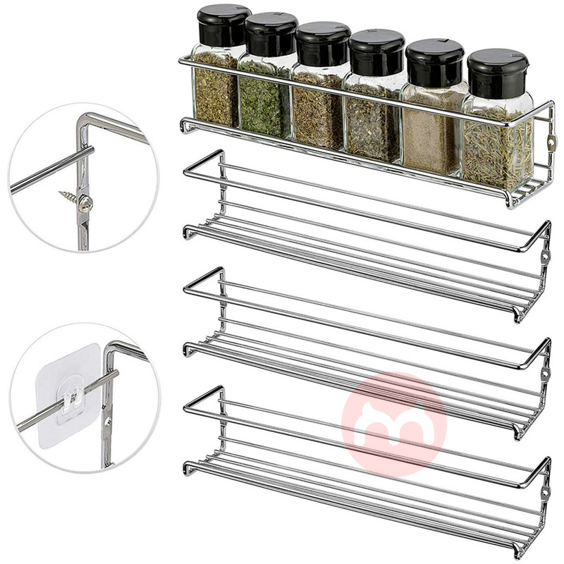 Punch-free multifunctional kitchen Cabinet spice rack organizer wall metal 