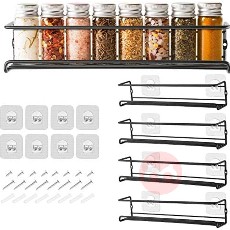 Punch-free multifunctional kitchen Cabinet spice rack organizer wall metal 