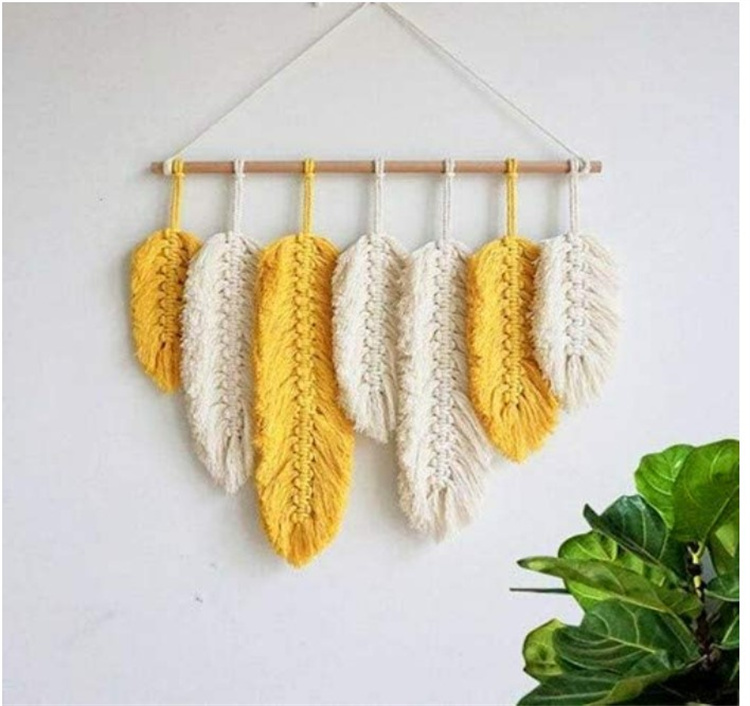 Woven wheat ear feather tapestry Pendant