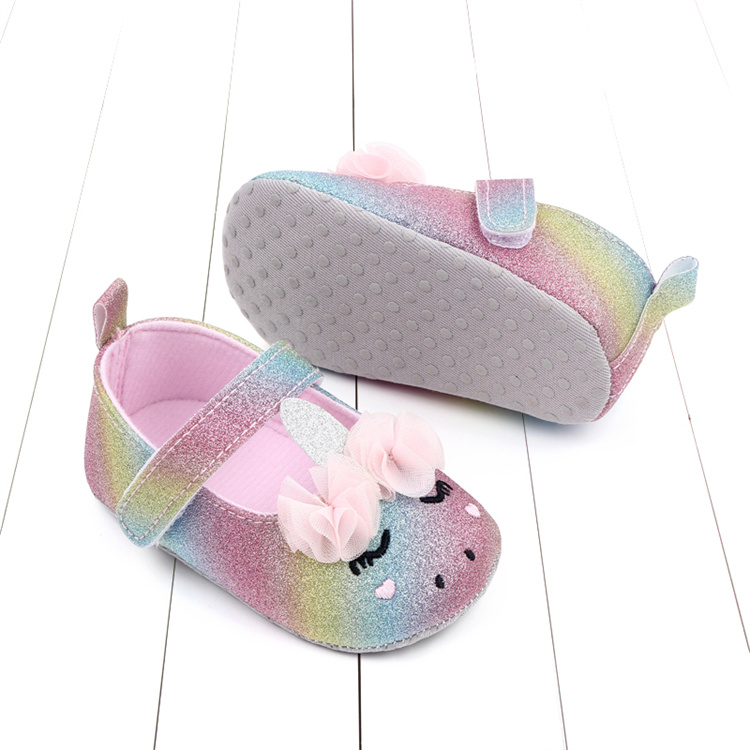 OEM Spring and autumn girl princess shoes sparkle pink soft sole cute baby walking kids shoes