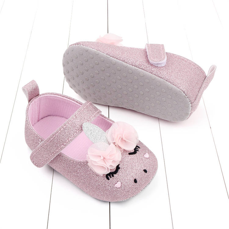 OEM Spring and autumn girl princess shoes sparkle pink soft sole cute baby walking kids shoes