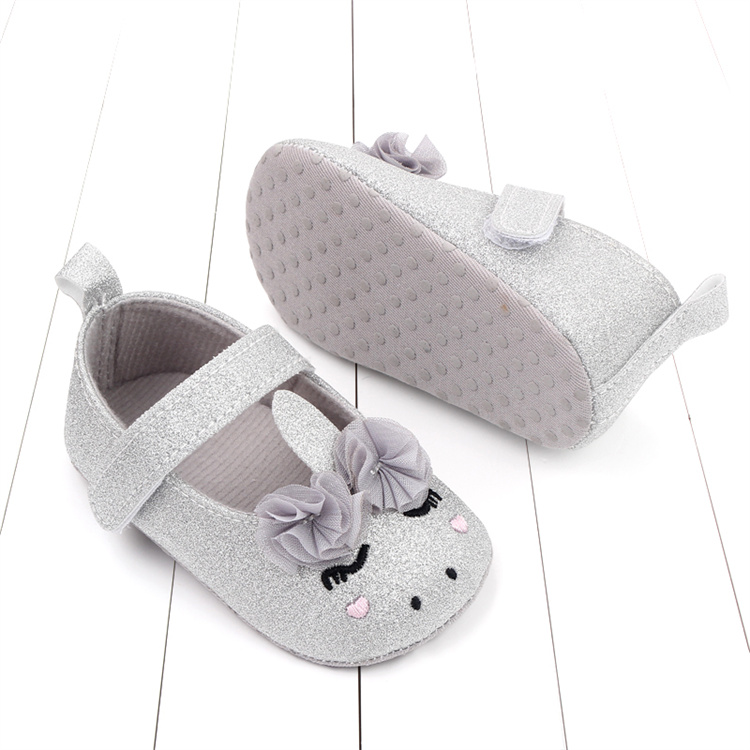 OEM Spring and autumn girl princess shoes sparkle pink soft sole cute baby walking kids shoes