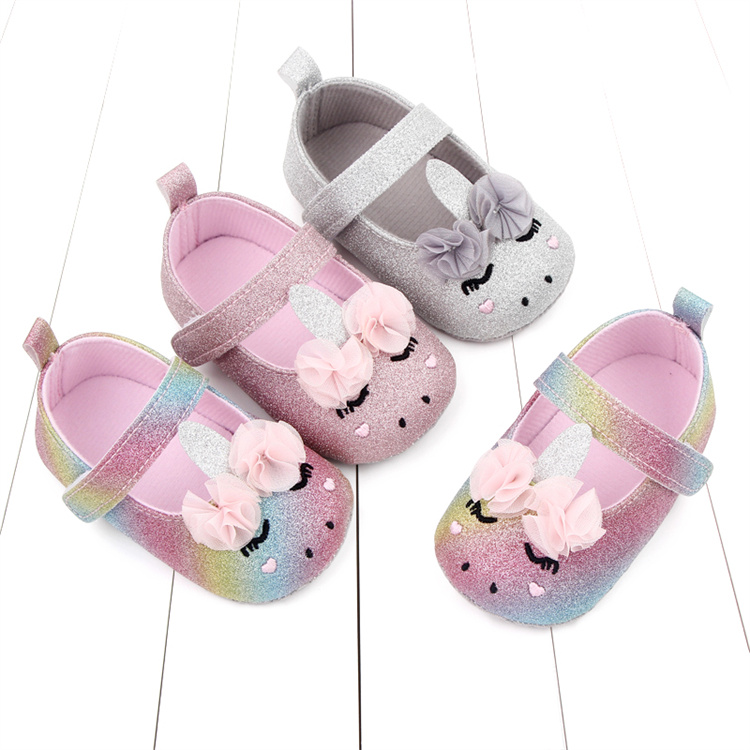 OEM Spring and autumn girl princess shoes sparkle pink soft sole cute baby walking kids shoes