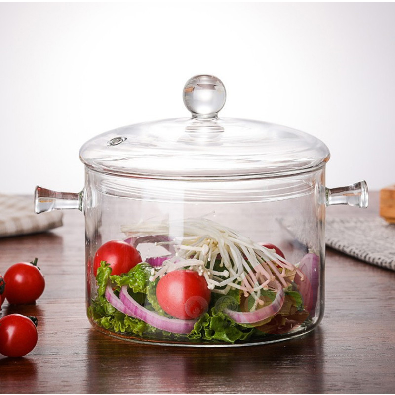 BNT Factory Direct Transparent Clear pyrex Glass Cooking Pot for Kitchen