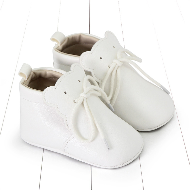 OEM Pu leather cute lacing cartoon baby walking kids shoes