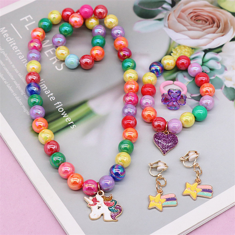 Colorful Unicorn charm children Necklace Bracelet
