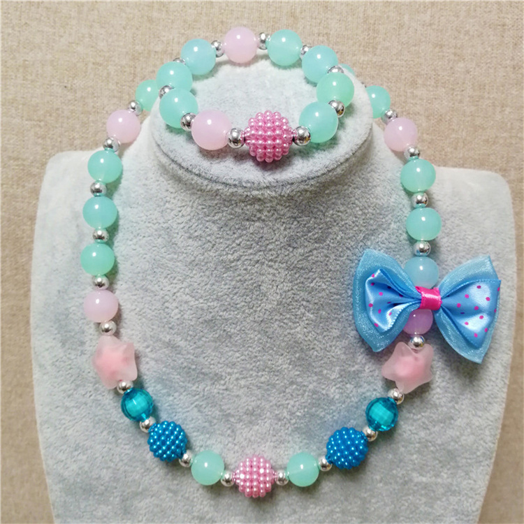 Sweet round beads children's bracelet necklace