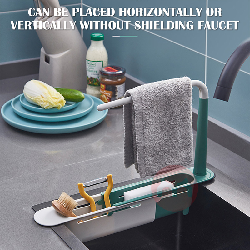 Telescopic Sink Drain Rack Soap Sponge Holder Organizer Sink Shelf Hanger Expandable Storage Basket Kitchen Tool