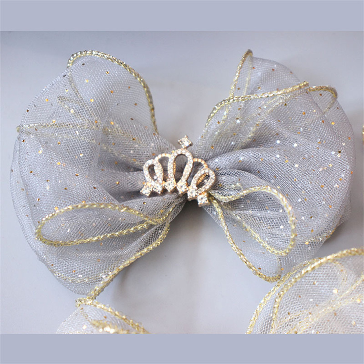 Golden dot mesh Crown Princess sweet bow hairpin