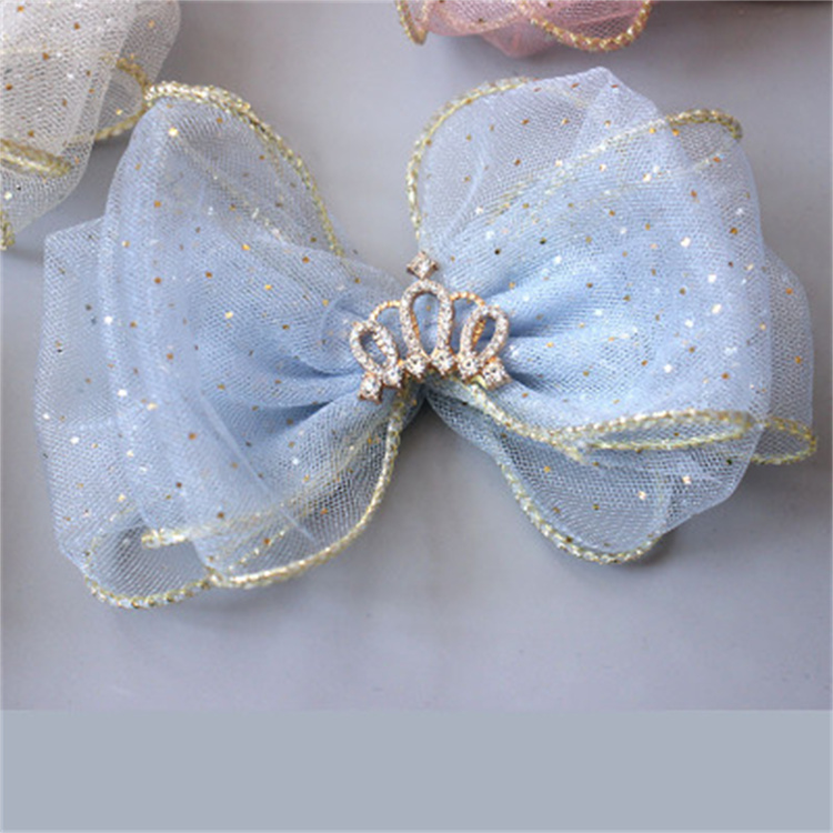 Golden dot mesh Crown Princess sweet bow hairpin