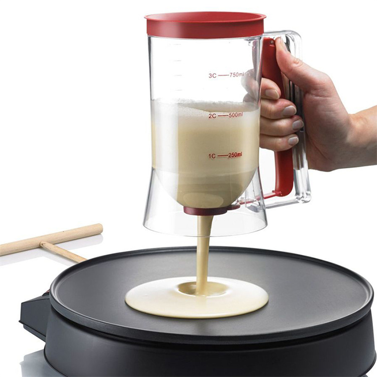 Pancake batter dispenser with measurement label