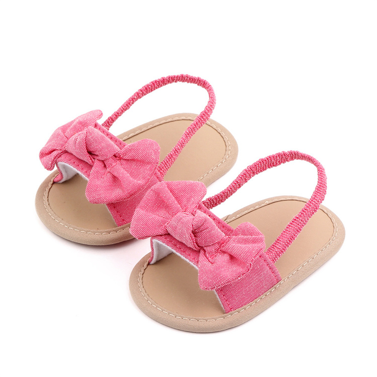 OEM Pure color lovely bow girl sandals kids shoes