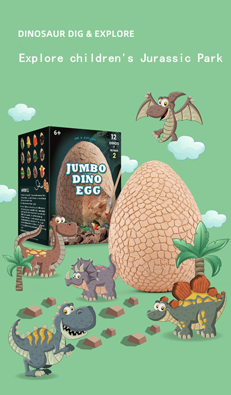 Giant dinosaur egg archaeological excavation toy set