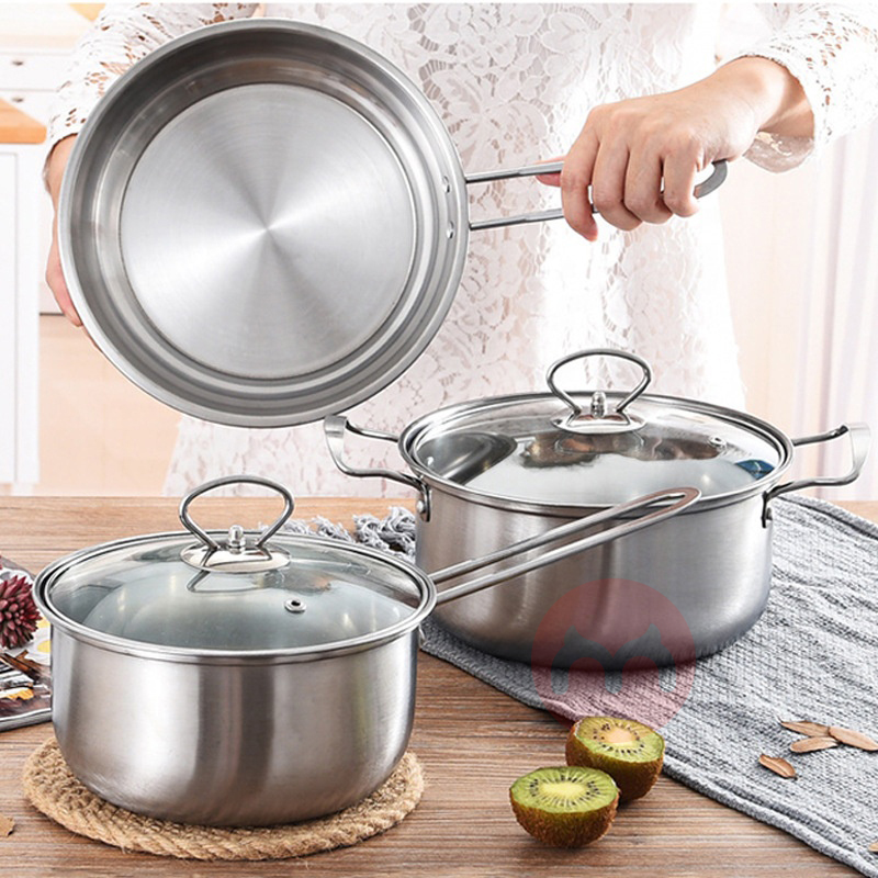 LOW PRICE Custom Kitchen Induction Cooker Stainless Steel 5Pcs Cookware Set Cooking Pots And Pans Sets