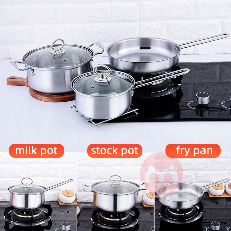 LOW PRICE Custom Kitchen Induction Cooker Stainless Steel 5Pcs Cookware Set Cooking Pots And Pans Sets