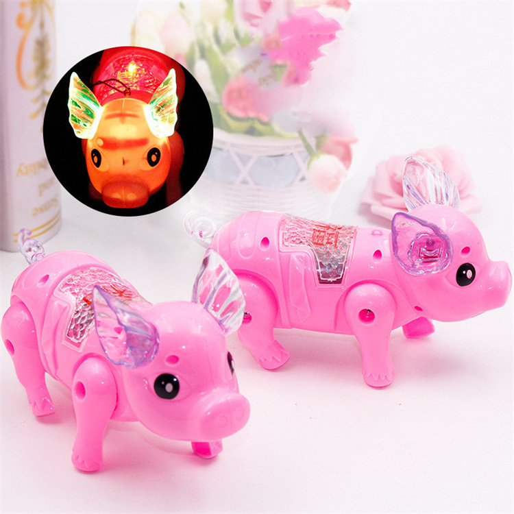 Electric walking singing luminous toy pig