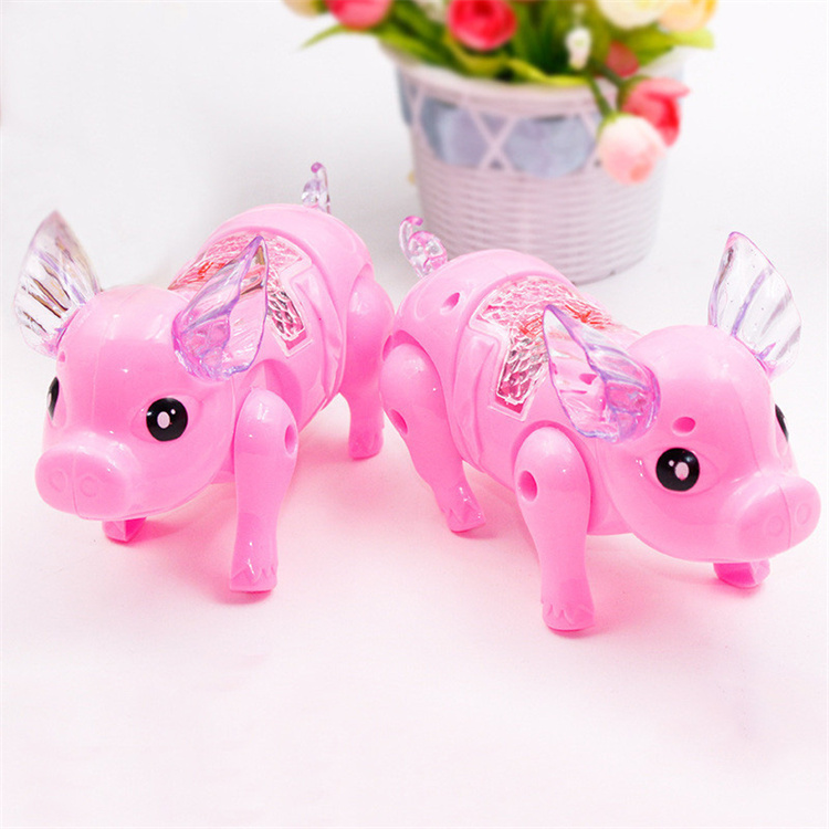 Electric walking singing luminous toy pig