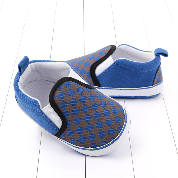 OEM Spring and autumn 0-18 months plaid overshoes soft-soled baby walking kids shoes