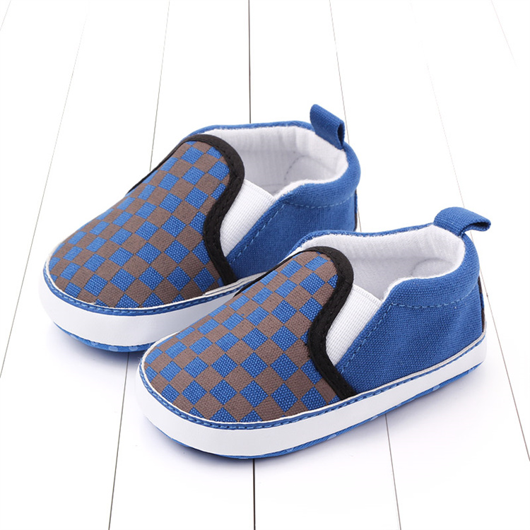 OEM Spring and autumn 0-18 months plaid overshoes soft-soled baby walking kids shoes