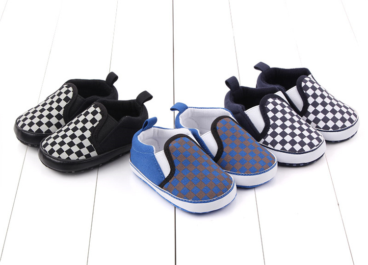 OEM Spring and autumn 0-18 months plaid overshoes soft-soled baby walking kids shoes