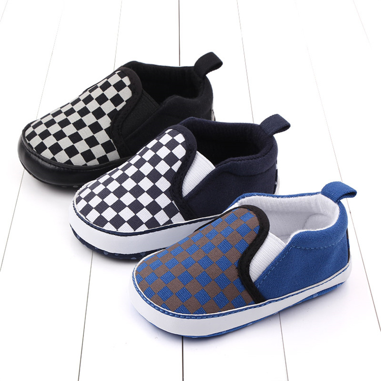 OEM Spring and autumn 0-18 months plaid overshoes soft-soled baby walking kids shoes