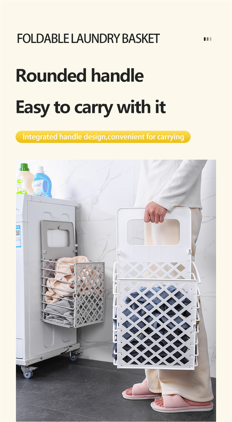 Wall mounted foldable laundry storage basket