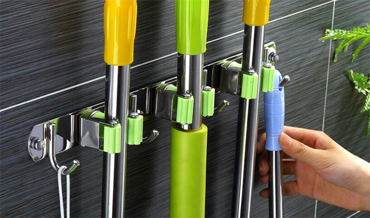 304 stainless steel broom mop storage rack