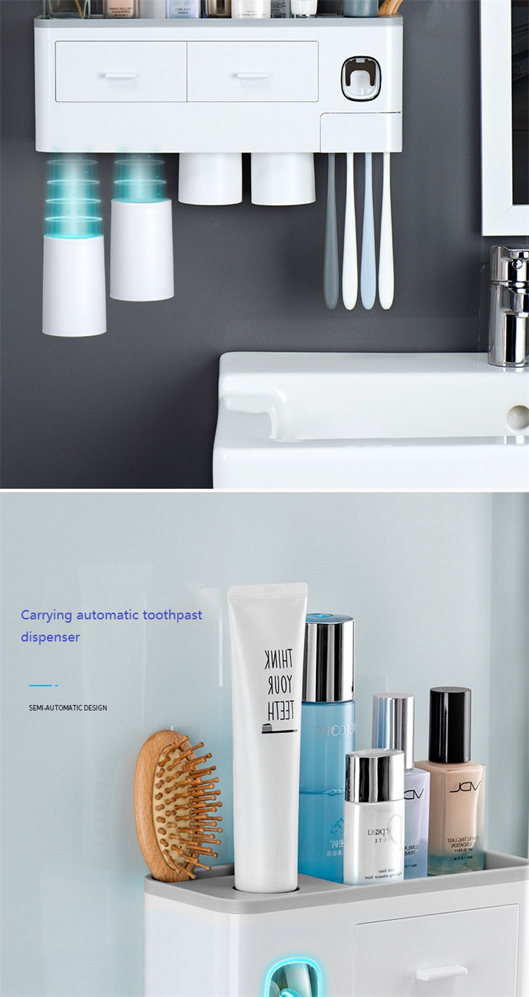 Wall mounted multifunctional toothpaste and toothbrush storage rack