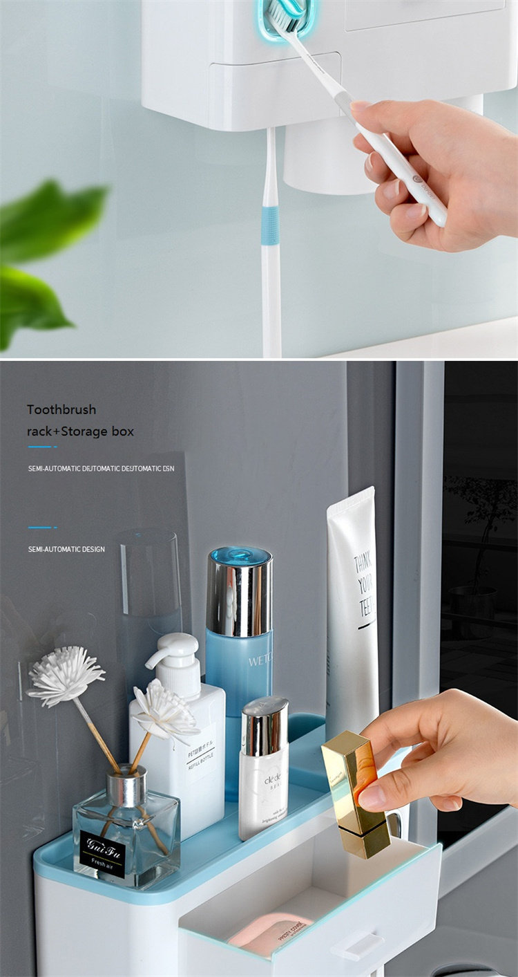 Wall mounted multifunctional toothpaste and toothbrush storage rack