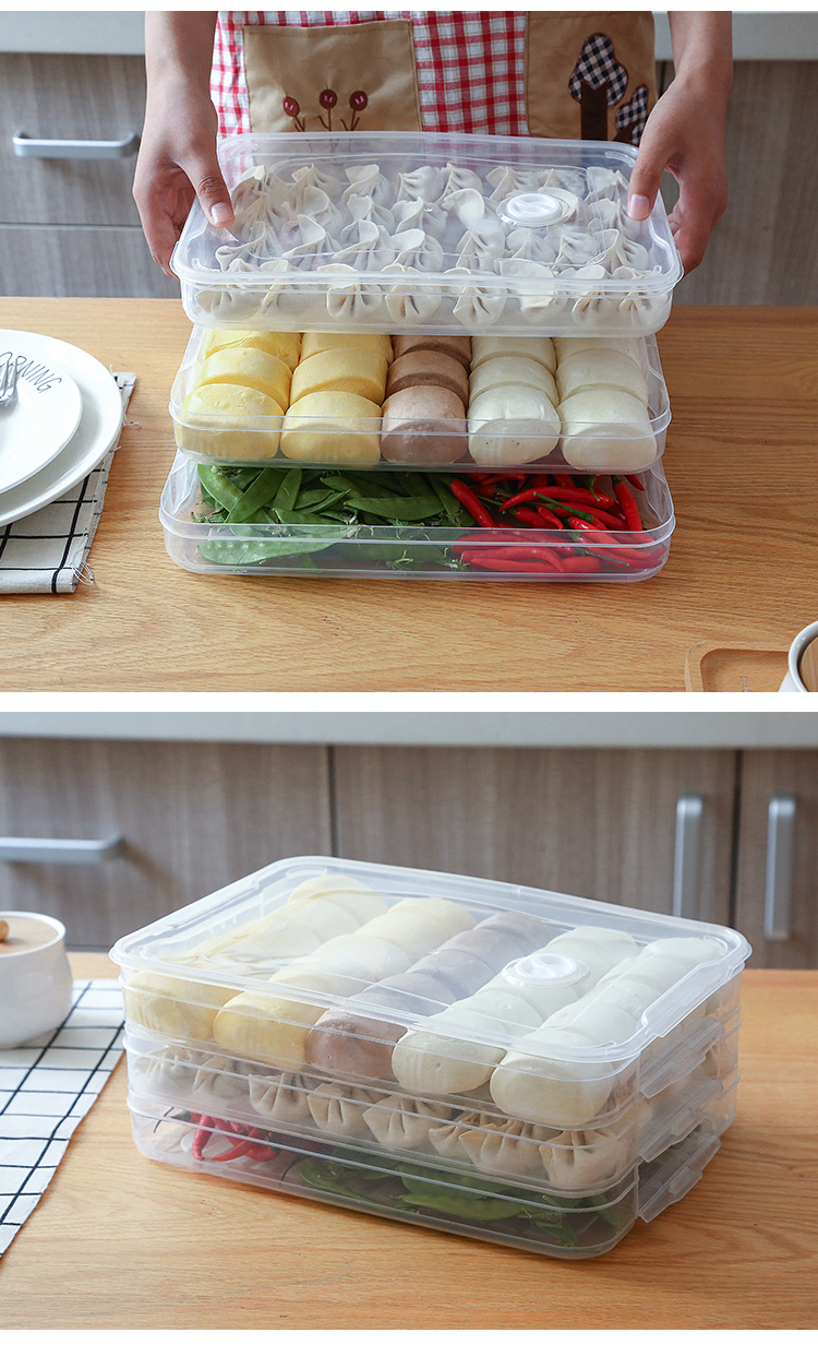 [3 packs] frozen storage box of dumpling refrigerator
