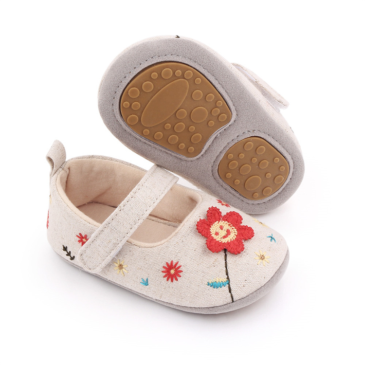 OEM Spring and autumn lovely flowers smile girl kids shoes