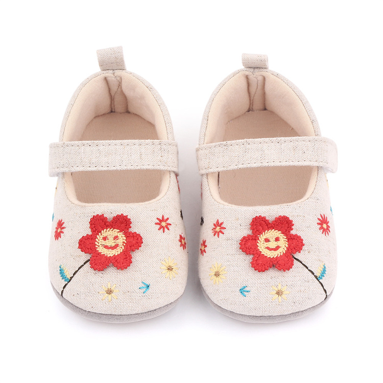 OEM Spring and autumn lovely flowers smile girl kids shoes