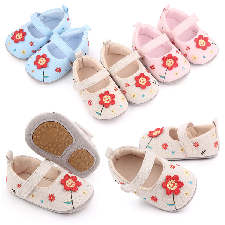 OEM Spring and autumn lovely flowers smile girl kids shoes