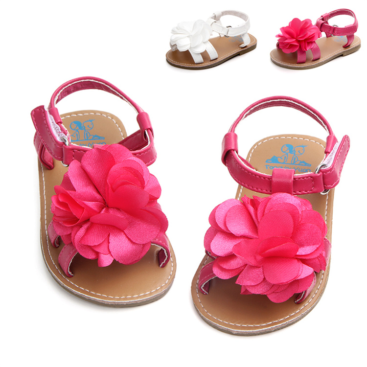 OEM Rubber hardsoled fashionable flower girl sandals kids shoes