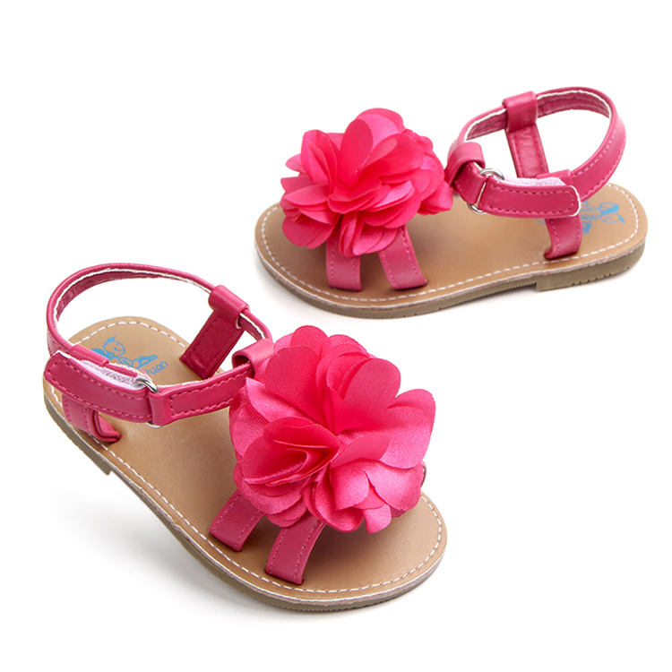 OEM Rubber hardsoled fashionable flower girl sandals kids shoes