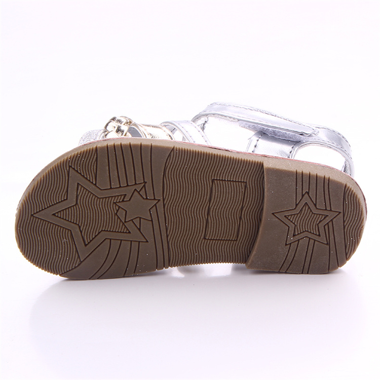 OEM Shiny lace design PU leather baby sandals kids shoes