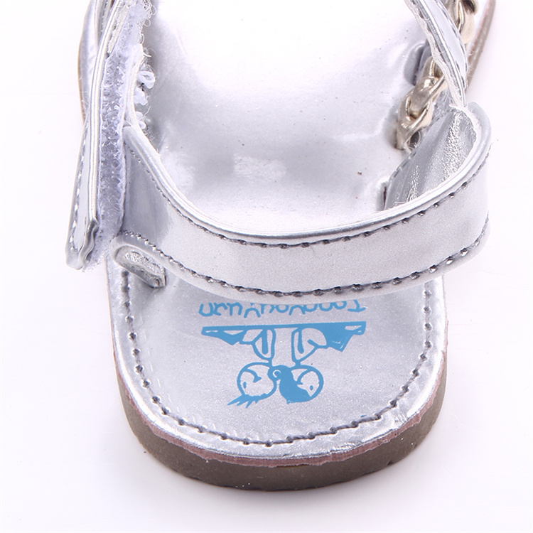 OEM Shiny lace design PU leather baby sandals kids shoes