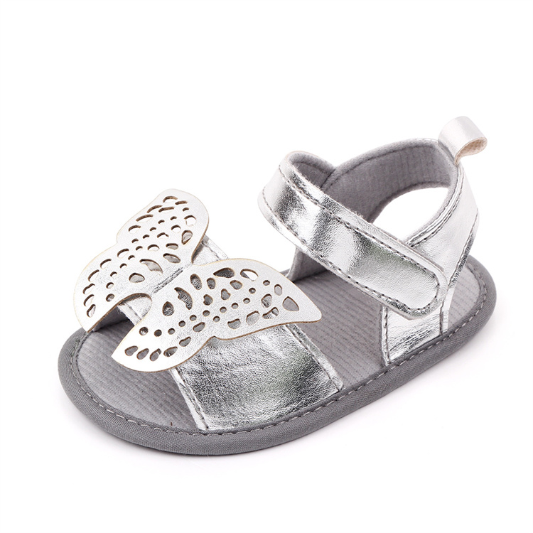 OEM Summer baby shoes butterfly-shaped princess leather sandals with soft soles for baby girls kids shoes