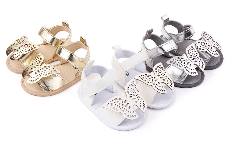 OEM Summer baby shoes butterfly-shaped princess leather sandals with soft soles for baby girls kids shoes