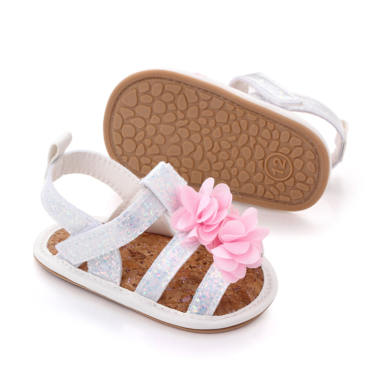 OEM Fancy sparkly flower baby sandals kids shoes