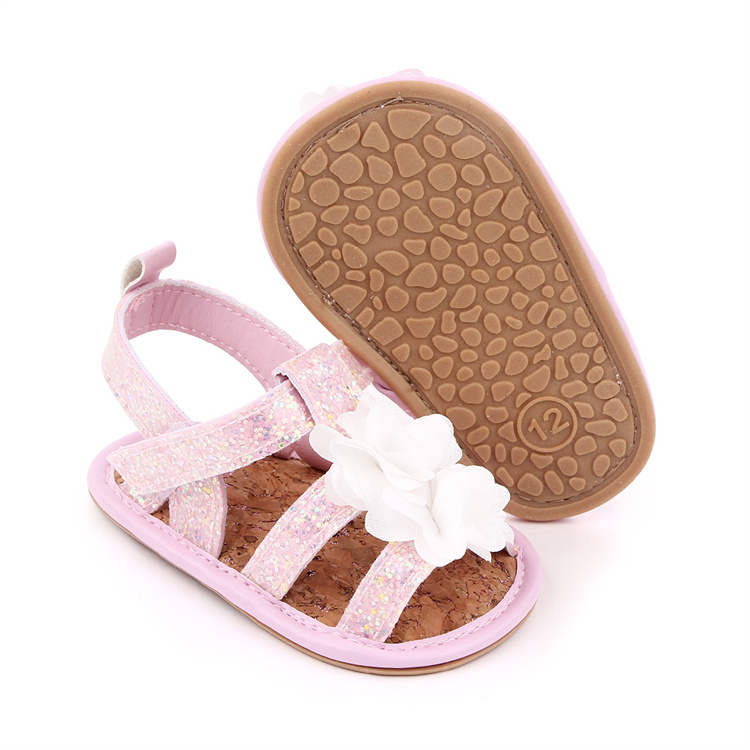 OEM Fancy sparkly flower baby sandals kids shoes