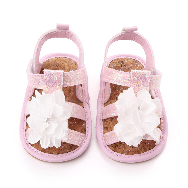 OEM Fancy sparkly flower baby sandals kids shoes