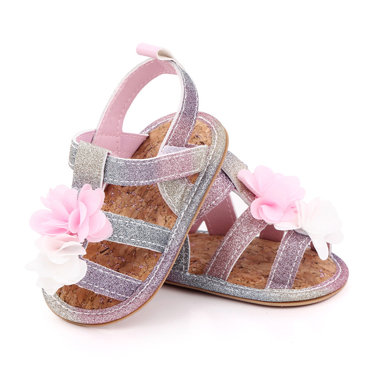 OEM Fancy sparkly flower baby sandals kids shoes