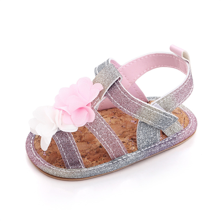 OEM Fancy sparkly flower baby sandals kids shoes