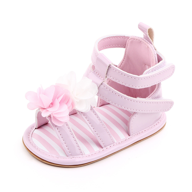OEM Girl cute flower Roman style rubber sole sandals kids shoes